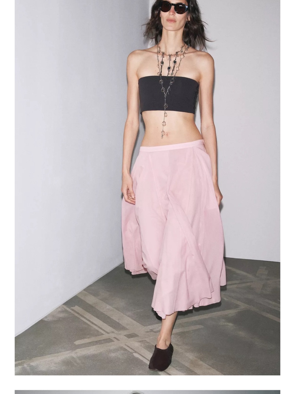 Zara Pink Flowing Midi Skirt